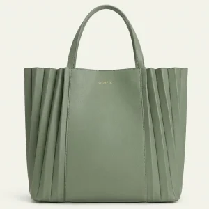 Custom Unisex Handbag Pleated Sage Green Tote Bag Large Capacity Shoulder Bag Zipper OEM ODM Factory Purse
