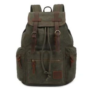 Custom Vintage Backpack Outdoor Waterproof School Bag Travel Men Canvas Laptop Rucksack Backpack with Logo