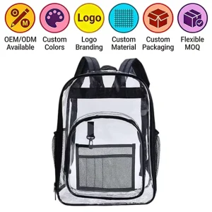 Custom Water-Resistant PVC Clear Children Student Backpack With Reinforced Shoulder Straps For School Beach