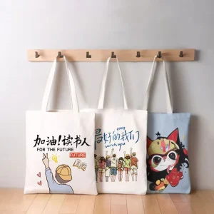 Custom Your Own Shopping Bags Canvas Cotton Tote Bag Blank Calico Shopper Bags With Logo Printed