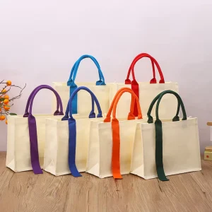 Custom logo Colorful Canvas Tote Bags Multi Functional Large Capacity Handbag Canvas Tote Shopping Bag