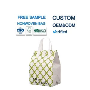 Custom logo Large Capacity Insulated Cooler Bag Reusable Non Woven Grocery Tote with Zippered for Hot Cold Food Delivery
