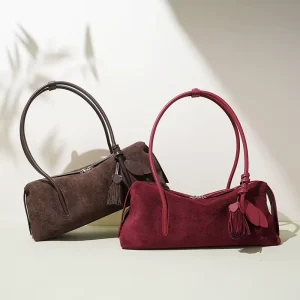 Custom logo Vintage Fashion Suede Genuine Leather Women Hand and Armpit Bag SmallMOQ
