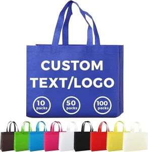 Customizable Eco friendly Recyclable Non-Woven Reusable Laminated Grocery Tote Bags Button Closure Screen Printed