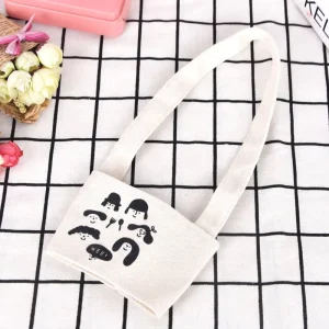 Customizable Fashionable Canvas Sleeves Convenient Reusable Cotton Milk Tea Bag Drink Cup Carrier Recyclable Feature for Coffee