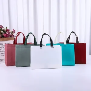 Customizable Handheld Recyclable Non Woven Fabric Tote Bags for Printing Exhibition Supermarket Clothing Packing Bags