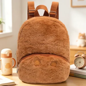 Customizable Private Label Plush Backpack Personalized Logo High Quality Fuzzy Kids Gift School Bag