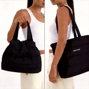 Customization Lady Quilted Tote Bag 2-in-1 Convertible Design Button Closure Logo Water-Resistant Polyester Shoulder bag