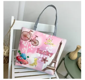 Customized Color Logo Cotton Cloth Oversized Recycled Korean Canvas Tote Bag with Inside Pockets