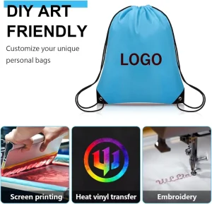 Customized Eco-Friendly Waterproof Reusable Polyester Nylon Drawstring Backpack Printed Sport Style Promotional Gift