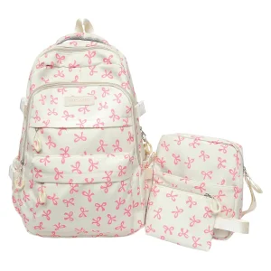 Customized Fashion Waterproof Nylon Bow Large Capacity Zipper Closure Female Student Backpack