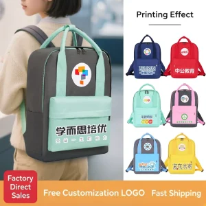 Customized Logo Children’s Backpack Candy Color Women’s Travel Shoulder Bag Waterproof Women’s Backpack
