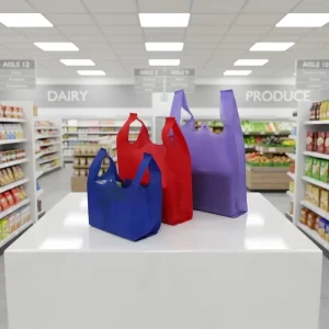Customized Logo Printed Eco Biodegradable Non-Woven Waist Bag Supermarket Recyclable Shopping Handbag