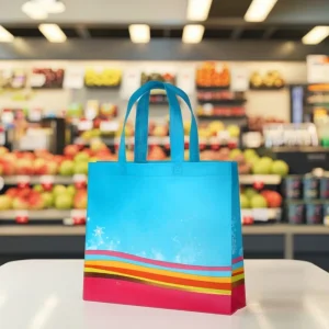 Customized Logo Printed Reusable Laminated Waterproof Tote Bag Nonwoven Grocery Shopping Bag Factory for Superet