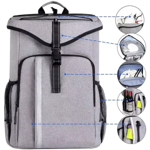 Customized Logo Zipper Luxury Oxford 24L Waterproof Unisex Leak-Proof Insulated Cooler Backpack