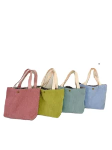 Customized Minimalist Organic Cotton Lunch Tote Bag with Colorful Drawstring Handle Recyclable Material for Bread Food Storage