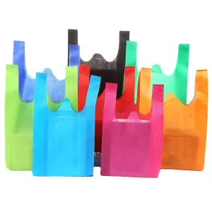 Customized Non Woven T Shirt Bag Non Woven Vest Bag Shopping Bag For Supermarket