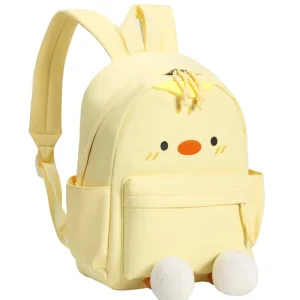 Cute Cartoon Chick Pattern Children’s Backpack with Zipper Closure Large Capacity Polyester Lining for Students