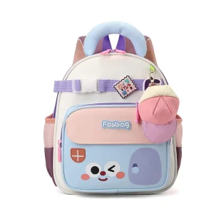 Cute Cartoon House Shape Fashion Kids School Backpack Mini Cap Pendant Fasbag Color Block Children Waterproof Polyester Large
