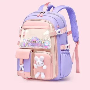 Cute Cartoon School Bags Waterproof PVC Lining Beautiful Girls School Bags Lightweight Multi Color Unisex Kids