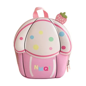 Cute Girls Fashion Kindergarten Student Backpack Small Cake Dot Pattern Zipper Closure Chest Bag Eggshell Children’s Backpack