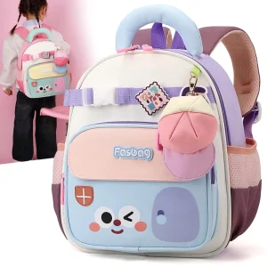 Cute for Face Cartoon Nylon Backpack Lightweight Breathable Water Resistant Durable Kids Bag Multi color Options