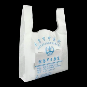 D Cut Non woven Grocery Bag Biodegradable Recycled Carry T shirt Non Woven Vest Shopping Bag for Supermarket