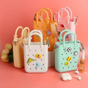 DIY Travel Summer Silicone Beach Bag Eco-Friendly Reusable Mobile Phone Bag Silicone Small Bag for Kids