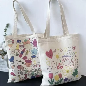 Discount All Cotton Canvas Eco Friendly Tote Bags with Customizable Colors & Sizes Bulk Orders