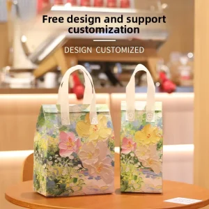 Disposable Beverage Insulation Take-Out Waterproof Tote Bag Non-Woven Aluminum Foil Printed Logo