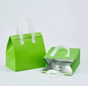 Disposable Lunch Tote Bag with Aluminum Foil Lining Custom Logo Thermal Insulation and Waterproof Takeaway Bag for Food Delivery