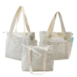 Durable Canvas Cotton Tote Bag Reusable Eco Friendly Natural Shopping Bag Fashion Vintage Customizable Medium Size