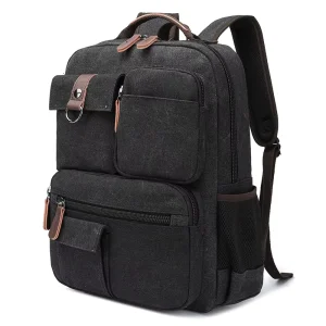 Durable Cotton Canvas Large Vintage Laptop Backpack Fashion Men’s Women’s Travel Bookbags Zipper Anti theft for Summer Use
