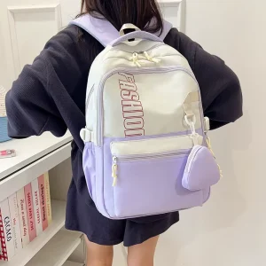 Durable Stylish Large capacity Nylon Lightweight Backpack Polyester for Middle High School Students Versatile Simple Campus