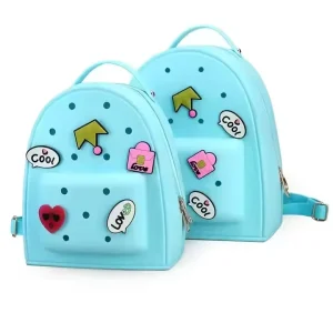 EVA Fashion Waterproof Anti Theft Zipper Kids School Backpack Eco Friendly Recyclable Material Silicone Charms Candy Pattern