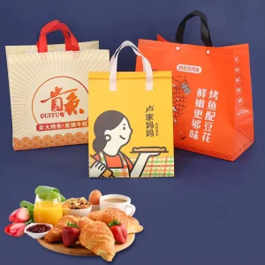 Eco-Friendly Disposable Custom Printed Aluminum Foil Laminated Non-Woven Insulated Sandwich Bag Takeout Food Delivery