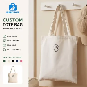 Eco Friendly Recyclable Custom Size Shoulder Canvas Tote Bag Long Handle Custom Printed Logo Shopping Bag