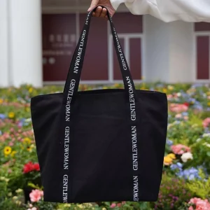 Eco Friendly Recycled Cotton Canvas Tote Bag Custom Design Durable Shopping Bag for High End Apparel Brand