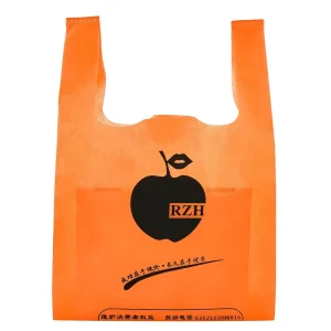 Eco Friendly Reusable Non woven Fabric Custom Silk screen Printed Logo T Shirt Grocery Shopping Carry Handle Shoulder Vest Bag