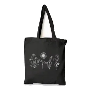 Eco High Quality Blank Personalized Fashion Black Printing Women’s One Shoulder Shopping Tote Cotton Strap Bag