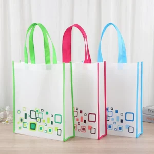 Eco Reusable Custom Logo Printed Extra Wide Non Woven Fabric Carry Tote Bag Grocery Sewing Handmade Shopping Bags