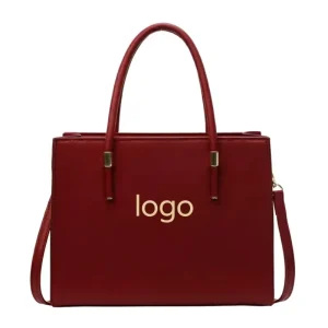 Elegant Red Pu Leather Handbag Top Handle Shoulder Bag Custom Logo Business Women Style Women’s Handbag