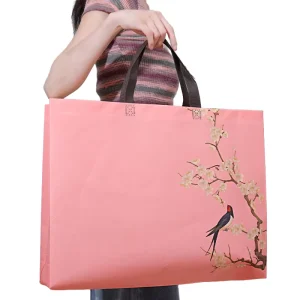Elegant and Functional Floral Art Print Easy Carry Handles Long Lasting Wear Resistant Laminating Non Woven Tote Bags