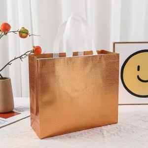 Embossed Aluminum Film Waterproof Non-Woven Tote Bag Logo Customized Non-Woven Shopping Bag Celebration Gift Tote Bag