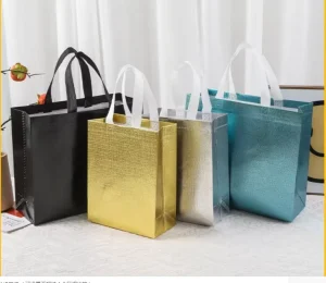 Embossed Aluminum Film Waterproof Non-Woven Tote Bag Logo Customized Non-Woven Shopping Bag Celebration Gift Tote Bag