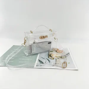 European American Trend PVC Jelly Transparent Double Strap Handheld Shoulder Crossbody Cross Border Fashionable Bag