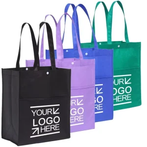 Factory Customized Eco Friendly Recyclable Reusable Promotional Non Woven Fabric Tote Bag Shoulder Strap Silk Screen Supermarket