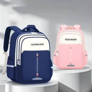 Factory Customized Geometric Pattern Waterproof Nylon Student School Backpack Soft Children’s All around Reflective Strips