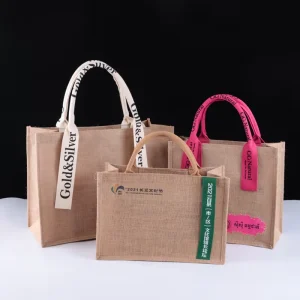 Factory Eco Friendly Biodegradable Custom Silk Screen Printed Wedding Shopping Gift Bag Gunny Burlap Jute Tote Bags