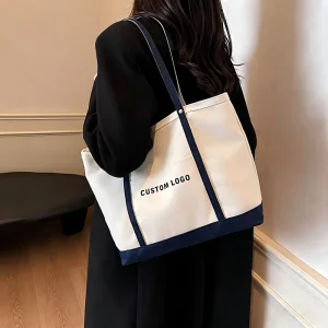 Factory Eco Reusable Large Cotton Canvas Tote Bag With Custom Logo Women’s Bulk Grocery Shopping Tote Bags